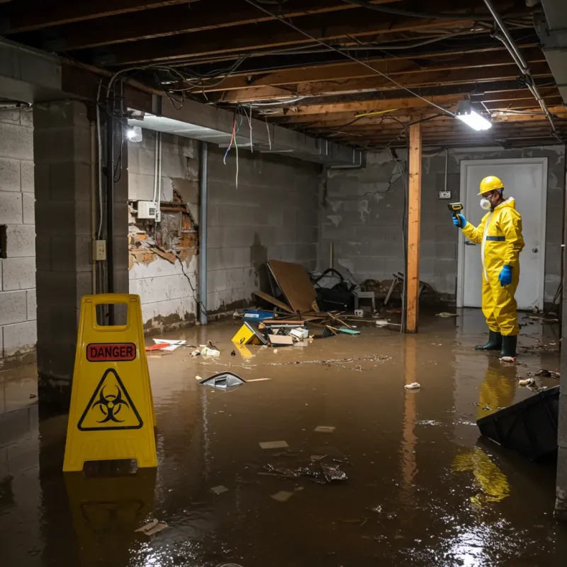 Flooded Basement Electrical Hazard in Marion, MS Property